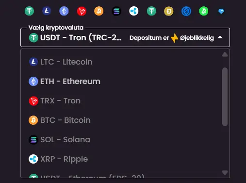 Kryptovalutaer, du kan bruge til indbetaling og udbetaling